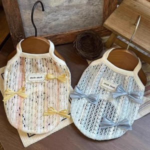 New summer style thin bow-knot hollow lace <b>cat</b> and dog vest camisole pet <b>clothes</b>, breathable - Product Image 1