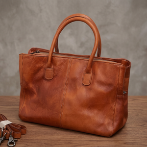 Bolso de Mano Clásico de Cuero Genuino BS International para Mujer, Gran Capacidad, Casual, Correa Extraíble, Cierre de Cremallera, Impermeable - Product Image 2
