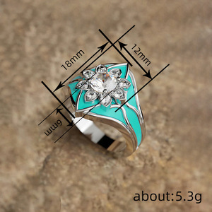 Anello con Girasole in Smalto e Zirconi per Donne, Gioiello Ispirato alla Natura - Product Image 4