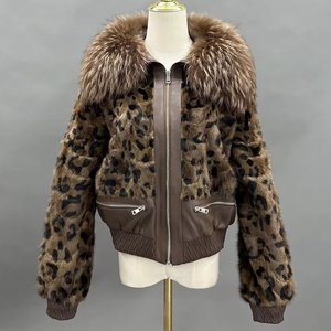 Chaqueta corta de piel con cuello peludo de invierno de lujo para mujer, abrigo de piel de visón <span class=keywords><strong>Real</strong></span> con piel de zorro - Product Image 1