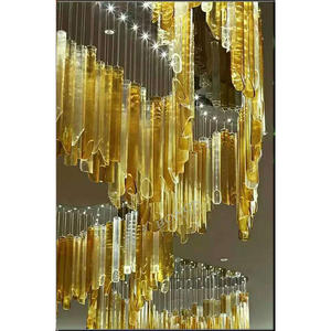 Petit lustre à bande lumineuse LED moderne personnalisé Pendentif en verre artistique pour salle de conférence Clubhouse d'hôtel créatif - Product Image 3