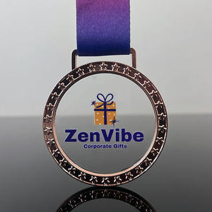 Medalla medallón de cristal de estrellas de metal de bronce y oro y plata - Product Image 5