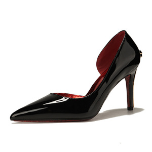 8001-1 Solid Slingback Pumps Pointed Toe Stiletto <b>Heel</b> Super High 8cm <b>Red</b> Sole PU Lining Fashion Trend D'Orsay <b>Heels</b> Buckle - Product Image 5