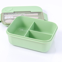 Boîte à lunch à bento en plastique portable hermétique empilable cuillère enfants récipient de stockage d'aliments conservés chauffables couvercles à trois compartiments