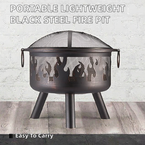 Ronry <b>Portable</b> Outdoor Wood Burning <b>Fire</b> <b>Pit</b> Lightweight Black Bronze Steel Convenient Hand Holder Protective Grid Cover Spark - Product Image 2