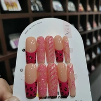 Nouveau produit lancé, transparent avec diadème en forme de cœur, diamants étincelants, ongles press-on faits à la main