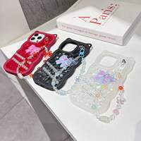 Étui antichoc pour iPhone 15 14 13 7 X 12 11 17 18 PRO MAX avec chaîne de perles pour femmes