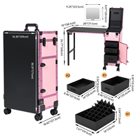 Table à ongles OBOX, géométrique holographique, écologique, pliable, portable, grande capacité, boîte à ongles en nylon pour salon de manucure, studio de beauté