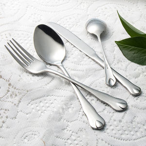 סט סכו "ם נירוסטה הסיטונאי מלוטש כסף תה קינוח שחור כולל סכין מזלג - Product Image 4