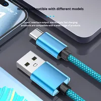 Câble de données pour téléphone portable de type C avec matériau tissé pour Android 2A 3A, transfert de données de charge rapide