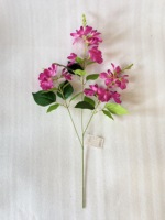 Batang Bunga Sweet Pea Ungu Buatan, Cabang Bunga Sweet Pea Sutra Palsu dengan Daun Hijau