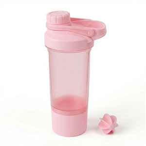 <strong>Cheap</strong> Promotional 500ml Gym Shaker Bottle 2-in-1 BPA Free Plastic <strong>Protein</strong> Mix Bottle With Powder Box Colorful Giveaway Gift - Product Image 2