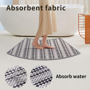 Tapis de salle de bain radiant, géométrique incurvé, en fibre de polyester, à absorption rapide, doux, antidérapant, pour usage domestique - Product Image 2
