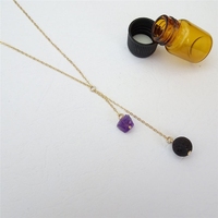 Collier diffuseur de parfum en améthyste brute de lave délicate, pierre de naissance, pendentif aromathérapie, bijoux pour femmes, cadeaux