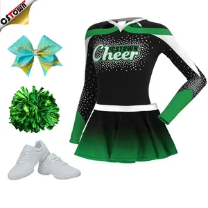 2023 New Arrivals Full Sublimation Sexy Cheerleading Dance Uniforms AB Rhinestones Ladies Cheerleader Costume