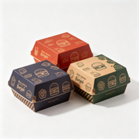 Boîtes à hamburger en papier recyclé ZJPACK avec logo personnalisé, taille pour hamburger et frites, pour emporter