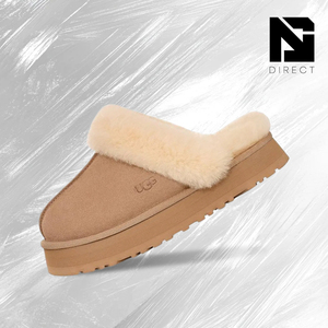 Pantuflas UGG Disquette para Mujer, Color Arena, Forradas de Piel, Punta Cerrada, Pantuflas de Invierno a la Moda - Product Image 1