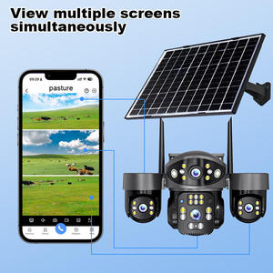 Caméra de sécurité extérieure à énergie solaire, 3 objectifs, PTZ, vision nocturne, détection de mouvement, étanche IP65, caméra de surveillance CCTV sans fil - Product Image 3