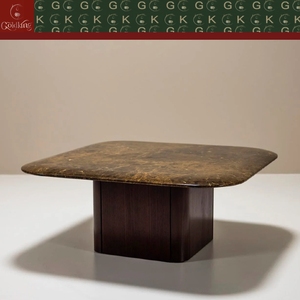 Mesa <span class=keywords><strong>de</strong></span> Centro GOLDKING Cuadrada <span class=keywords><strong>de</strong></span> Mármol Emperador Oscuro con Base <span class=keywords><strong>de</strong></span> Madera, Diseño Moderno para Sala <span class=keywords><strong>de</strong></span> Estar, Fabricación Personalizada OEM/ODM, Directo <span class=keywords><strong>de</strong></span> Fábrica - Product Image 3