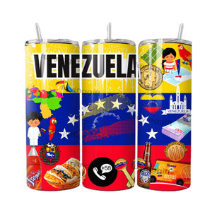 Vaso Térmico Delgado de 20oz con Tapa y Popote, Personalizable, de Acero Inoxidable con Aislamiento al Vacío, para Viajes a Puerto Rico, Honduras, Venezuela - Product Image 3