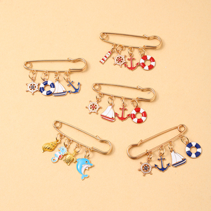 Spilla Decorativa in Metallo con Smalto a Goccia, a Forma di Spilla di Sicurezza Nautica e Ciondoli a Tema <span class=keywords><strong>Marino</strong></span> (Vela), per Abbigliamento Femminile Anti-Esposizione, Vendita all'Ingrosso - Product Image 3