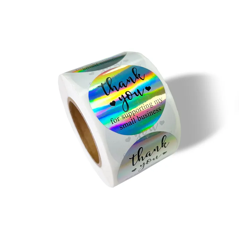 UV-Weerstaan Waterdichte Regenboog Zilveren Laser Digitaal Afdrukken Hologram 3 D Sticker Label Custom Logo Glitter Holografische Sticker