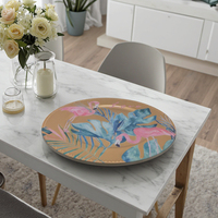 Assiette de présentation de luxe en plastique doré incrusté, 13 pouces, design moderne, haute qualité pour mariages, maisons et fêtes