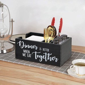 Boîte de rangement en bois de style américain, boîte à mouchoirs de bureau, pot à condiments, boîte de rangement rétro, boîte de rangement simple pour ingrédients de café - Product Image 1
