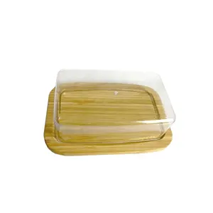 Hình chữ nhật cổ điển bơ món ăn sang trọng bơ món ăn tre với nhựa Bìa Bamboo Butter món ăn