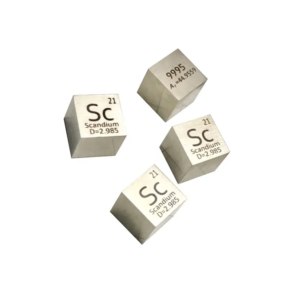 Seltenerd-Scandium-Metall 99,95% Element Sc 10x10x10mm Würfel rein im periodischen Element