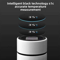 Bouteille d'eau intelligente en acier inoxydable de 500 ml avec affichage de la température LED, alimentée par batterie, portable pour le bureau