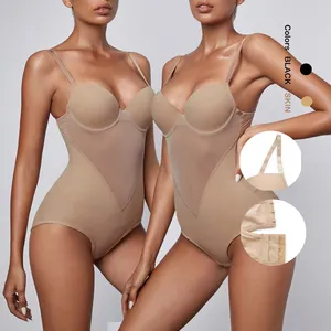 Ladymate OEM/ODM Body modelador de cuerpo para mujer Contrast Mesh Shapewear Bodysuit tummy control butt lifter shapewear
