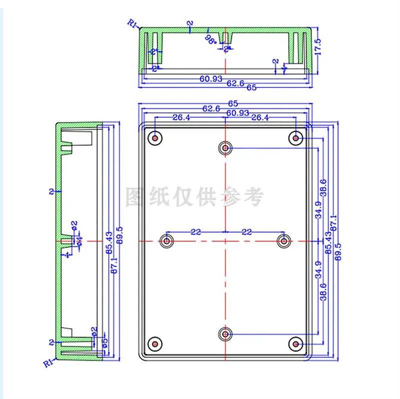 90*65*35mm(L * W * H) Hộp Nhựa bao vây hộp dụng cụ điện tử trường hợp dự án điện Hộp nối ngoài trời