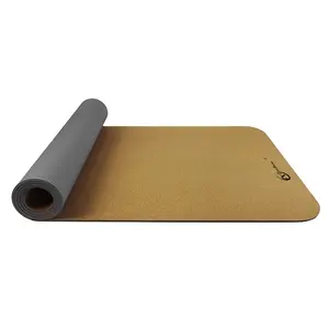 Zhensheng Durable Recycle Custom LOGO Printed 6mm Non Slip Natural Cork Tpe Yoga Mat