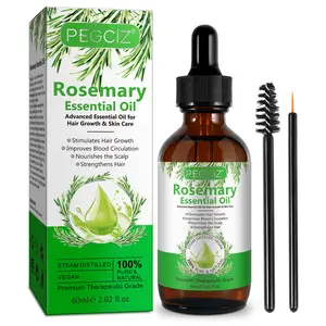 PEGCIZ 60ml naturale olio essenziale di rosmarino nutriente per la crescita dei capelli Private Label olio di rosmarino puro per la crescita dei capelli