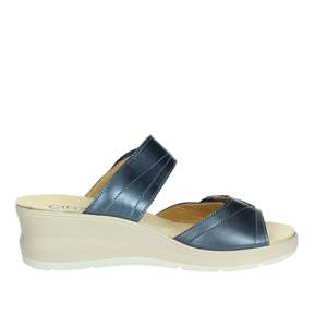 Cinzia <b>Soft</b> Donna Wedges Sandals Blu Leather Platform Women's <b>Shoes</b> - Product Image 3