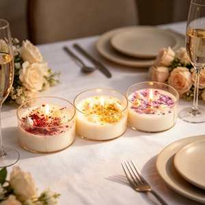 Handmade Soy Wax Scented <b>Candles</b> in Glass Jars with Seashells and Flowers Minimalist Aromatherapy Home Decor <b>Gift</b> <b>Set</b> - Product Image 2