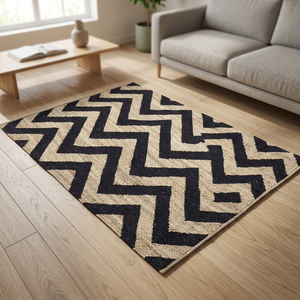 Handmade Natural Wool Cotton Area Rugs Geometric Design Custom Rugs Bestselling <b>Dropshipping</b> Supplier Manufacturer India - Product Image 2