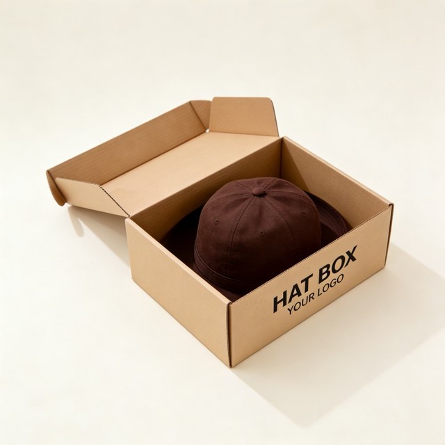 2026 NEW Fashion Kraft Hat Packaging Shipping Mailer Boxes for Hat Customized Printing Design Clothing Apparel Socks Boxes