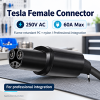 Komponen Soket Pengisian Daya EV 250V AC 60A Tahan Api PC Nylon untuk Perakitan Konektor Tesla Female