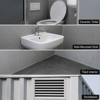 Cabine de toilette mobile en acier ondulé avec lavabo mural et éclairage LED pour chantier extérieur