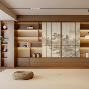 Trung Quốc phong cách thẩm mỹ Gỗ kép mục đích văn phòng nhà Tủ Sách thiết kế mô-đun thân thiện với môi trường tính năng bảo hành 5 năm Fu Lang - Product Image 3