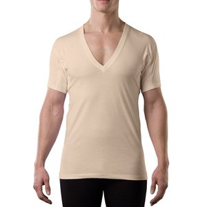 Maglietta <span class=keywords><strong>Intima</strong></span> Traspirante a Maniche Corte con <span class=keywords><strong>Scollo</strong></span> a <span class=keywords><strong>V</strong></span> Profondo in Modal/Spandex di Alta Qualità con Cuscinetti Assorbenti Ascellari - Product Image 1