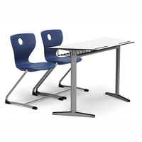 Chaises et tables d'école modernes, ensemble de bureaux et chaises pour élèves en classe, double place