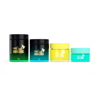 Emballage personnalisé imprimé, pots en verre à parois droites de 1 oz, 2 oz, 3 oz, 4 oz, pots en verre anti-odeur, pots en verre résistants aux enfants avec couvercle noir CR