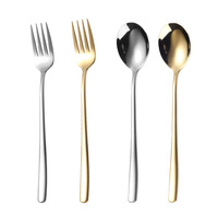Cuillère coréenne en acier inoxydable 304 à long manche doré, fourchette, cuillère à dîner, cuillère d'étudiant, fourchette occidentale, cuillère à soupe