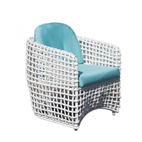 Ensemble de salle à manger d'extérieur moderne européen 7 pièces en rotin blanc, table ovale et chaises, mobilier de jardin résistant aux intempéries pour cour et parc