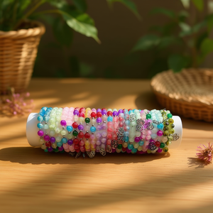 Pulsera de Cristal con Colgante de Camelia, 24 Piezas, Acero Inoxidable, Hecha a Mano, Estilo Bohemia, Pulseras de Cuentas - Product Image 3