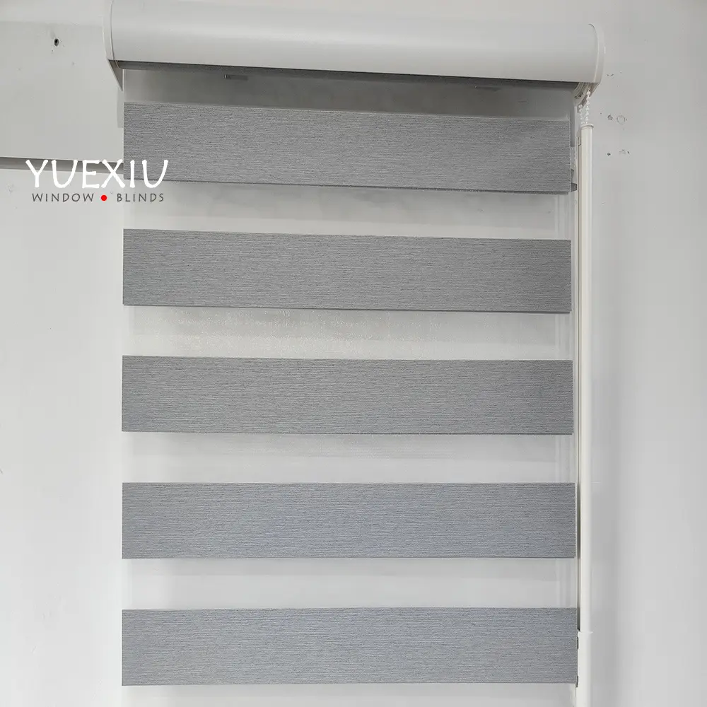 Neues Design Polyester Fabric Shades Kunststoff komponenten Handbuch Kunden spezifische bunte Zebra Blind mit Glitzer