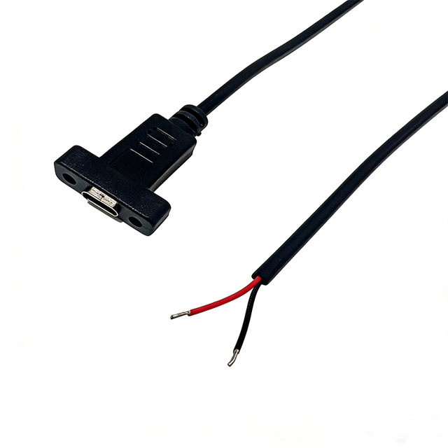 USB Type-C Female Pigtail Cable 24AWG USB-C Plug to Bare Wire Open End Power Cable